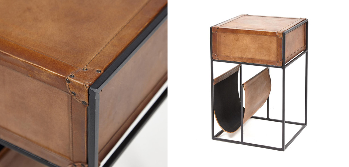 Тумба Industrial leather magazine rack