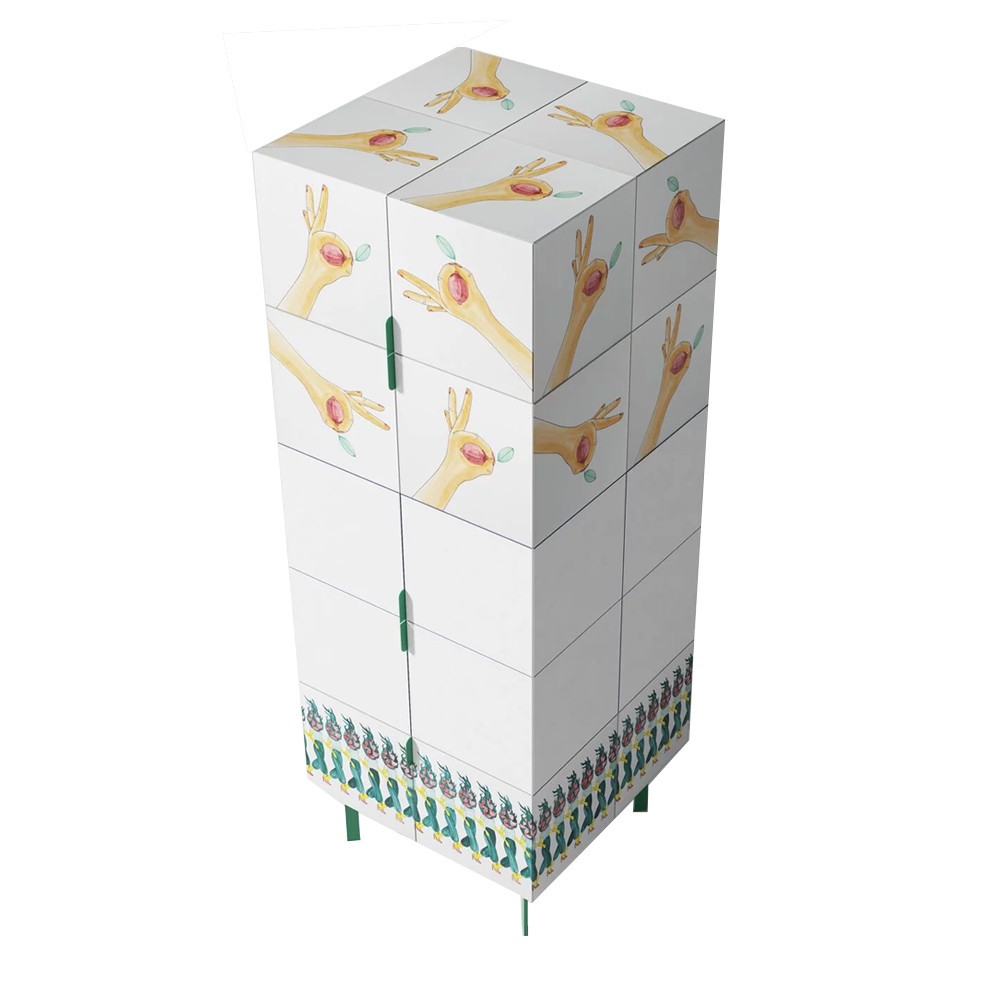 Тумба белая с рисунком Tall Forest Ok White