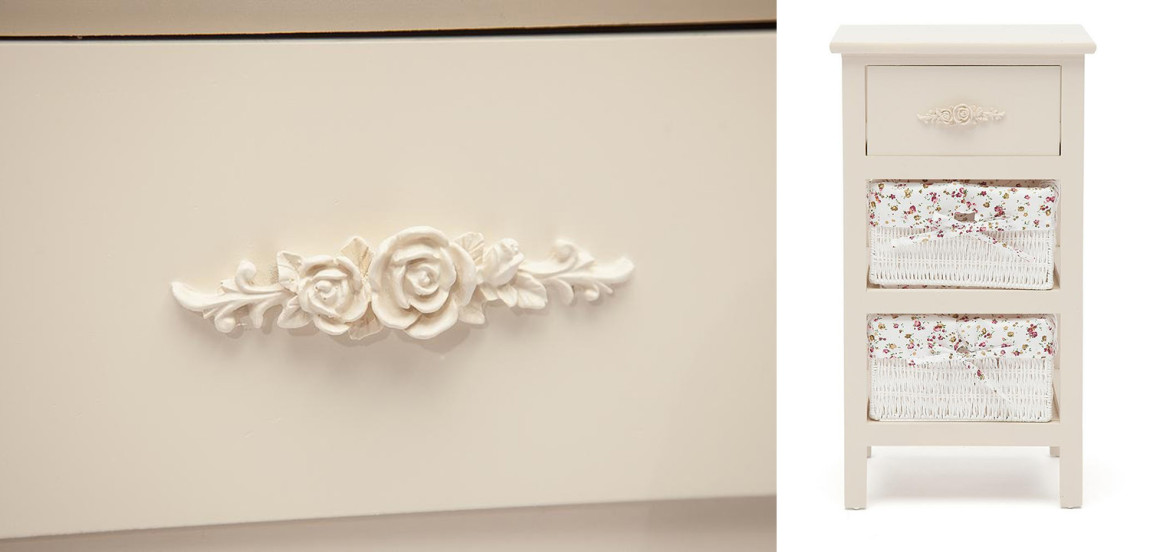 Тумба детская в стиле прованс Provence Butter White Boxes with 'Roses' Buskets