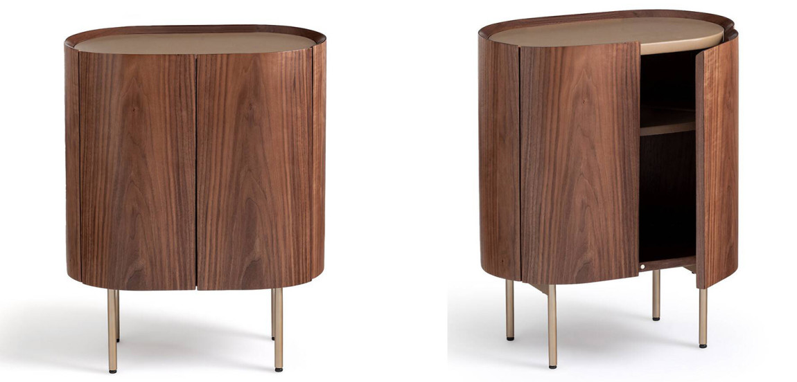 Тумба округлой формы Walnut and Leather массив ореха и столешница из натуральной кожи