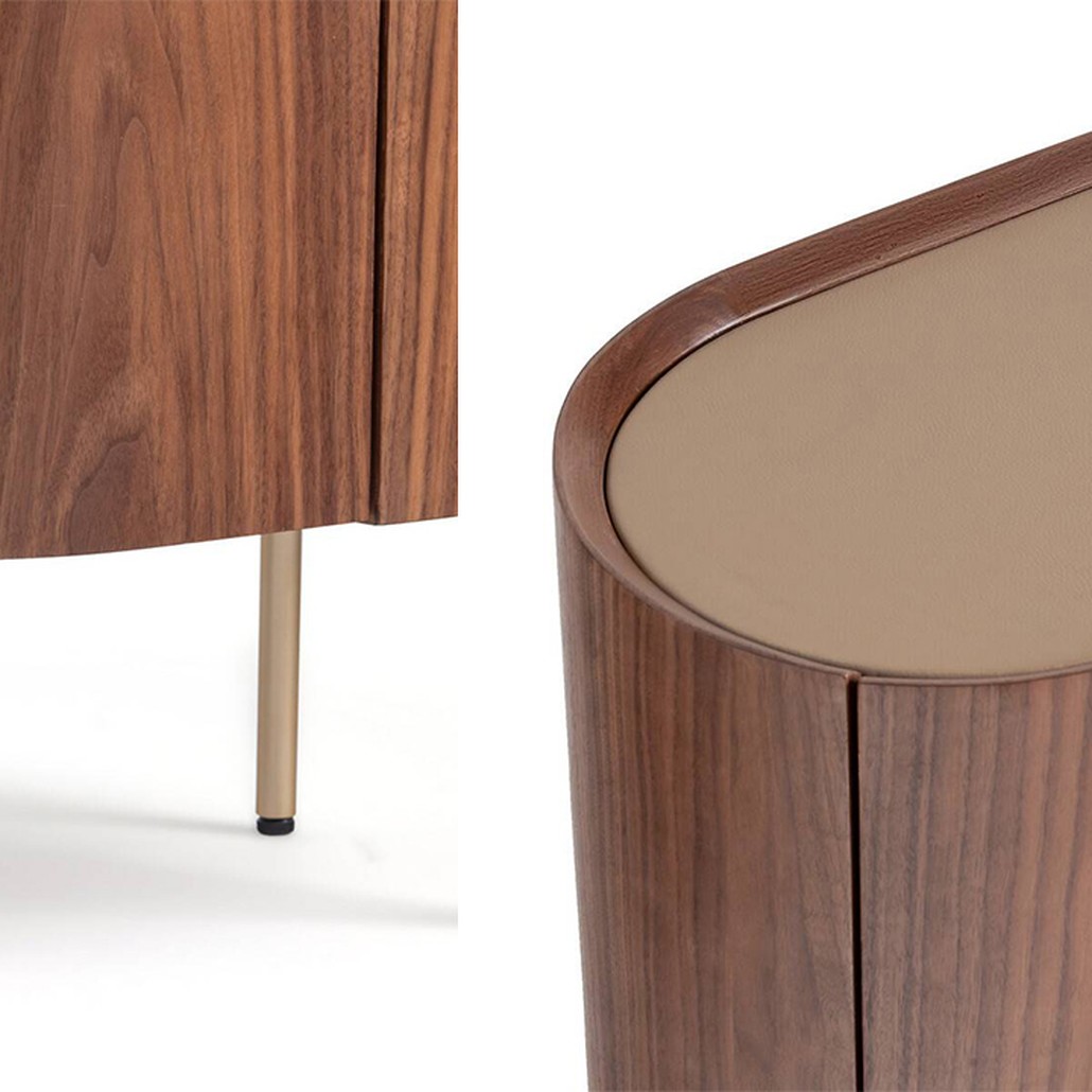 Тумба округлой формы Walnut and Leather массив ореха и столешница из натуральной кожи