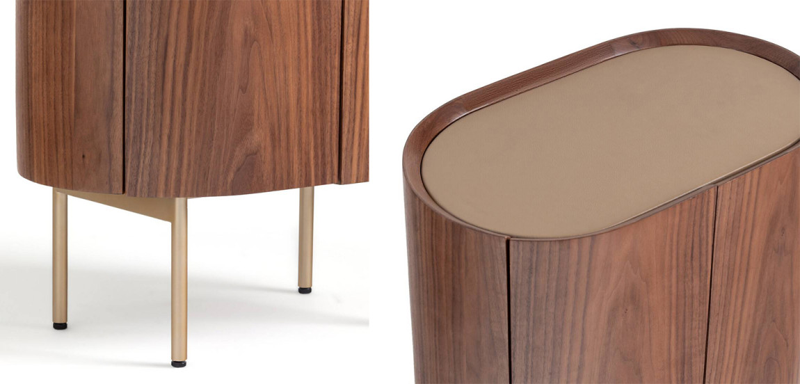 Тумба округлой формы Walnut and Leather массив ореха и столешница из натуральной кожи