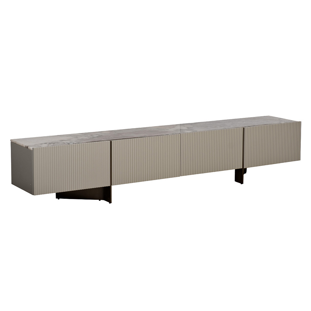 Тумба под телевизор серая с мраморной столешницей Uniqueness Marble