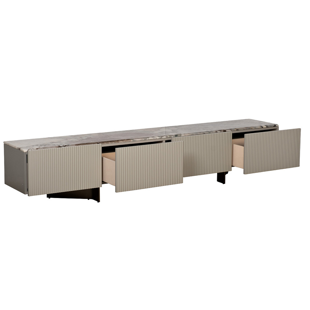 Тумба под телевизор серая с мраморной столешницей Uniqueness Marble