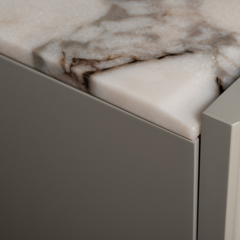 Тумба под телевизор серая с мраморной столешницей Uniqueness Marble