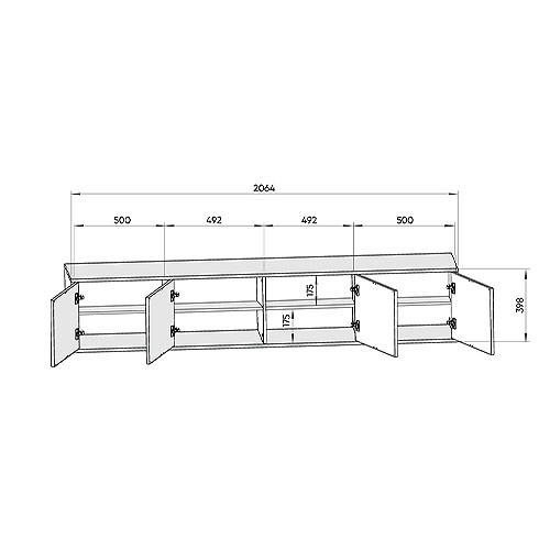 Тумба подвесная с 4-мя дверцами из массива бука Fjord