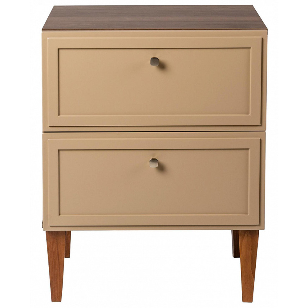 Тумба прикроватная бежевая из массива бука с 2-мя ящиками Wenge Light