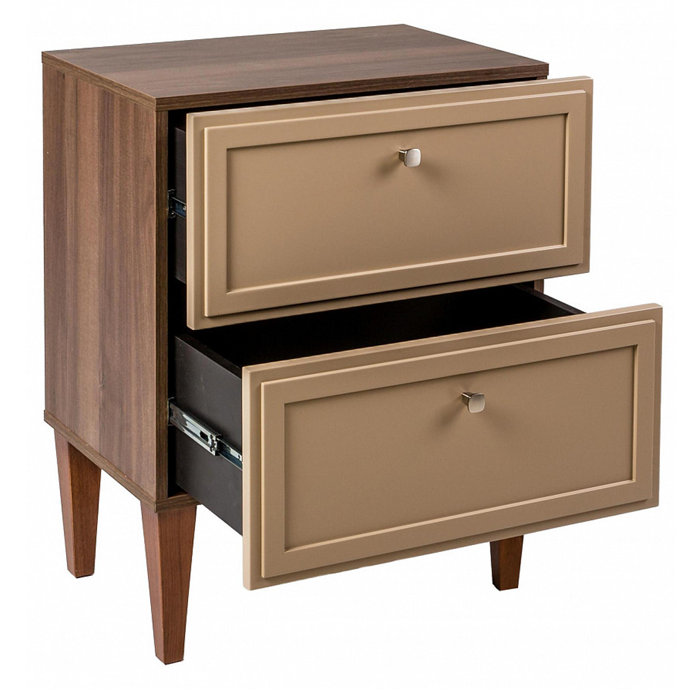 Тумба прикроватная бежевая из массива бука с 2-мя ящиками Wenge Light