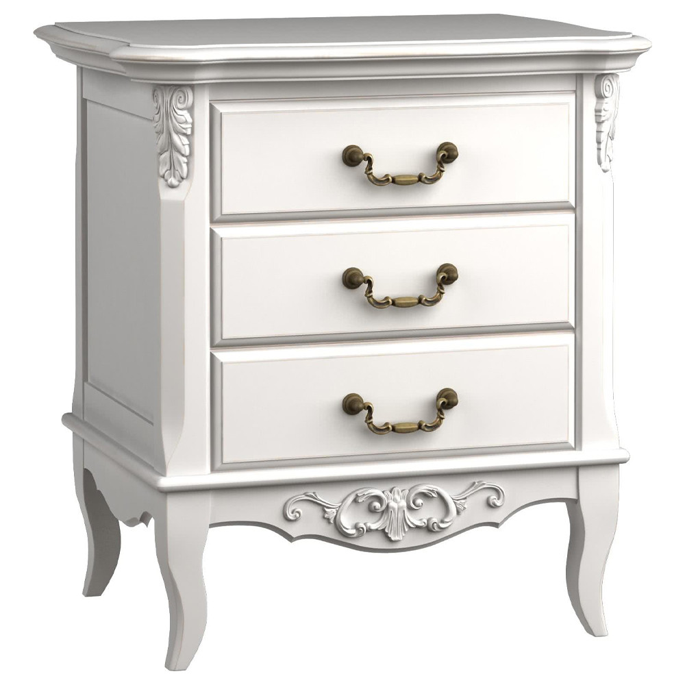 Тумба прикроватная белого цвета из массива бука в стиле прованс White Provence