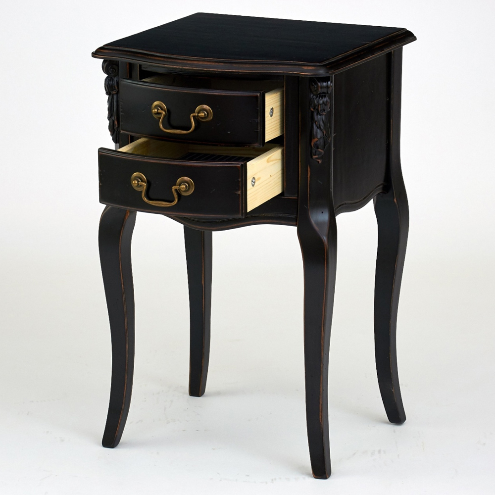 Тумба прикроватная из массива березы с 2-мя ящиками в стиле прованс Vintage