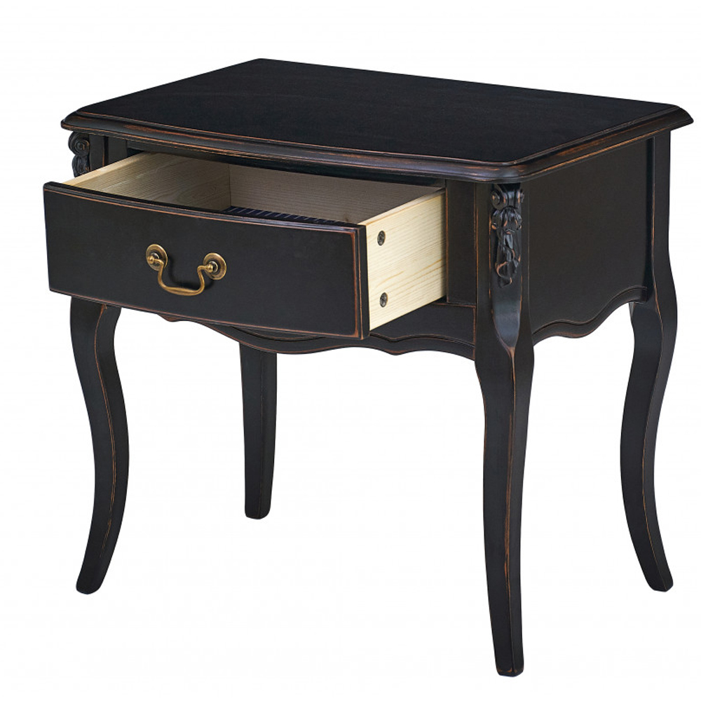 Тумба прикроватная из массива березы с ящиком и состаренным эффектом Vintage