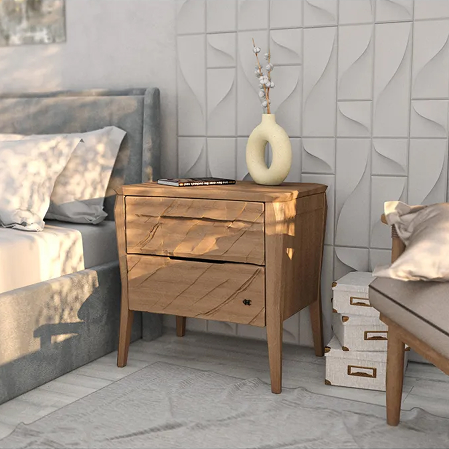 Тумба прикроватная из массива дуба с 2-мя ящиками Tasteful Furniture