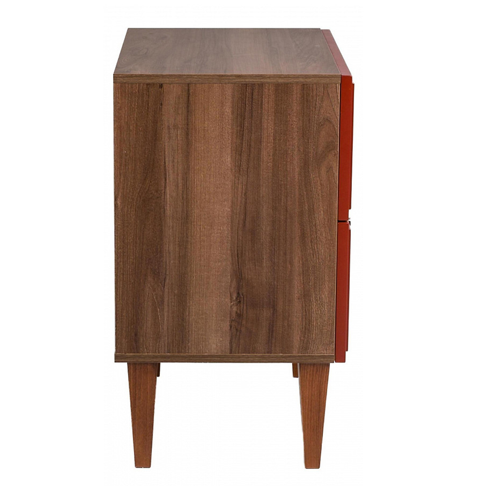 Тумба прикроватная красная из массива бука с 2-мя ящиками Wenge Light