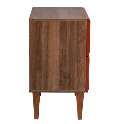 Тумба прикроватная красная из массива бука с 2-мя ящиками Wenge Light