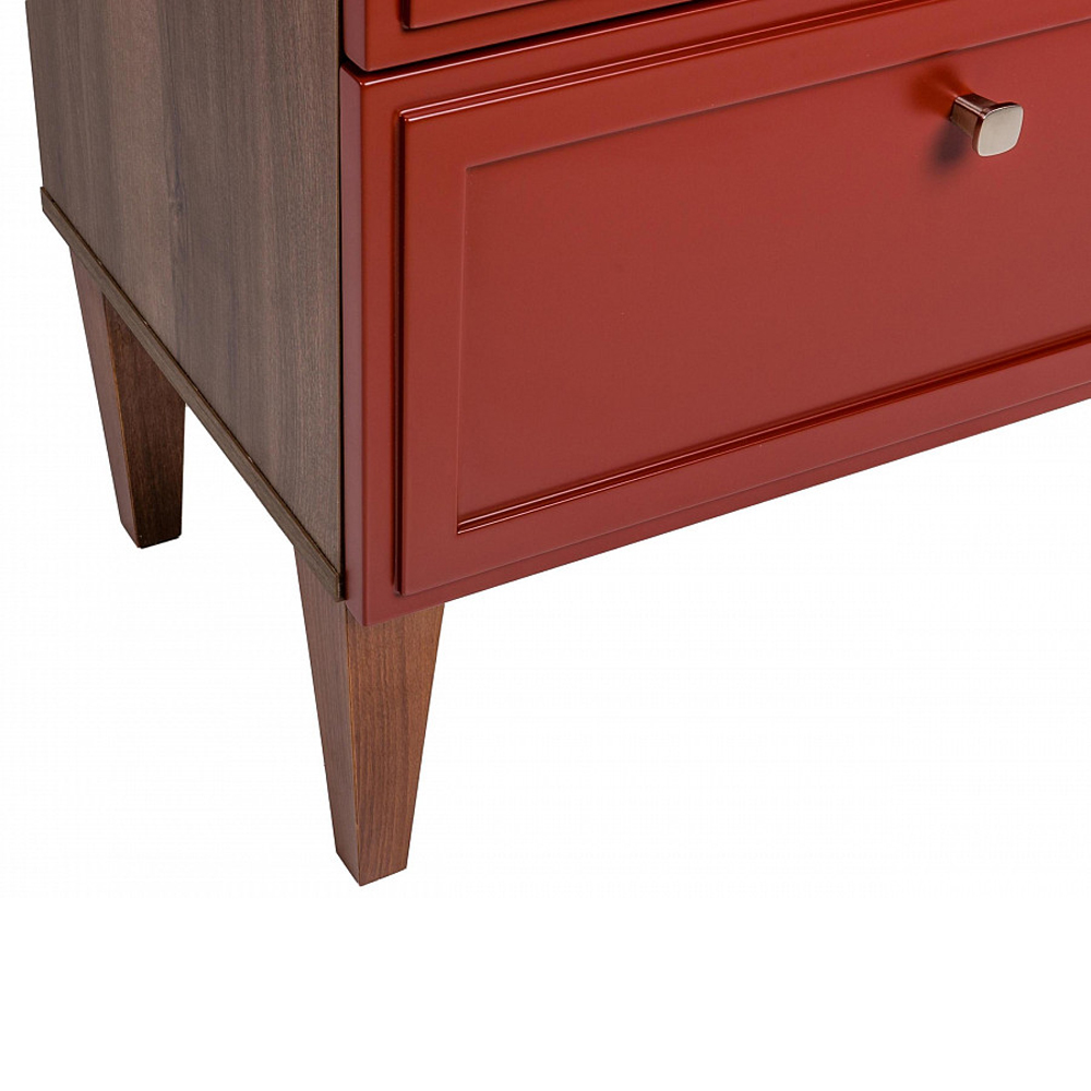 Тумба прикроватная красная из массива бука с 2-мя ящиками Wenge Light