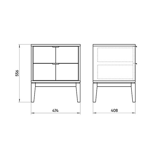 Тумба прикроватная с 2-мя выдвижными ящиками из массива бука Fjord