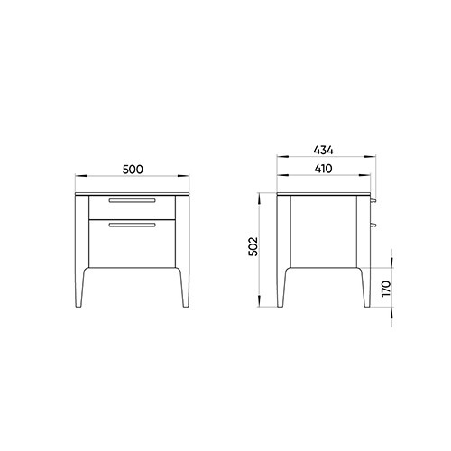 Тумба прикроватная с 2-мя выдвижными ящиками из массива дуба Type oak