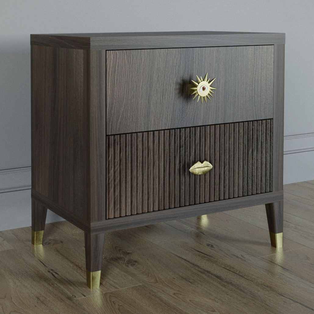 Тумба прикроватная с двумя ящиками Elsa Dreams Walnut