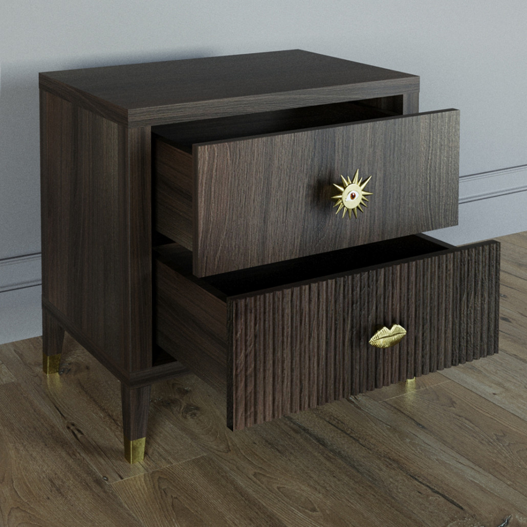 Тумба прикроватная с двумя ящиками Elsa Dreams Walnut