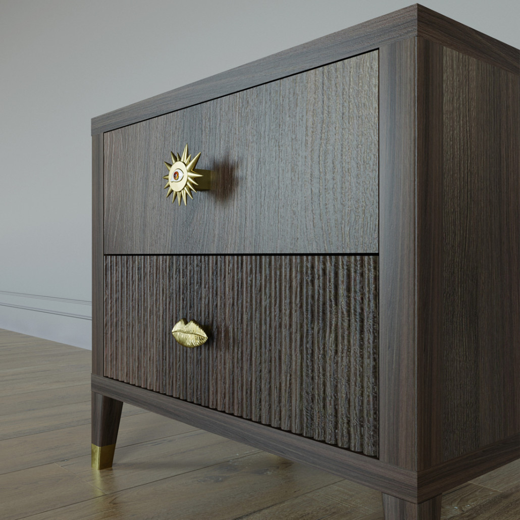 Тумба прикроватная с двумя ящиками Elsa Dreams Walnut