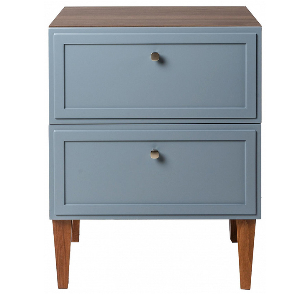 Тумба прикроватная серая из массива бука с 2-мя ящиками Wenge Light