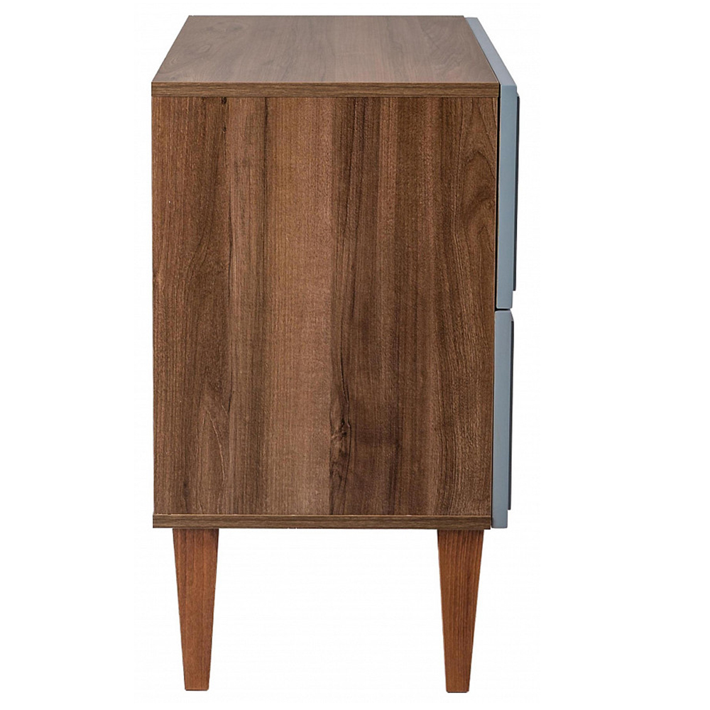 Тумба прикроватная серая из массива бука с 2-мя ящиками Wenge Light