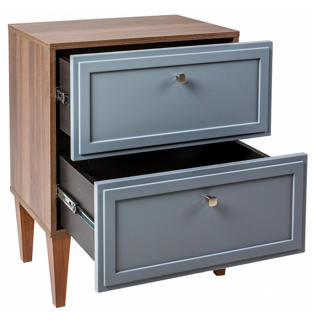 Тумба прикроватная серая из массива бука с 2-мя ящиками Wenge Light