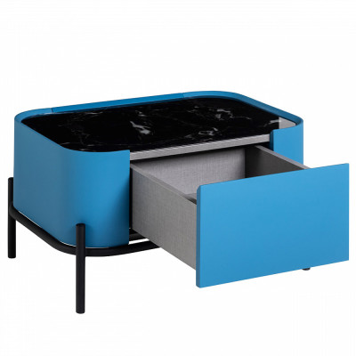 Тумба прикроватная чёрно-голубая с  ящиком Blue Cabinet