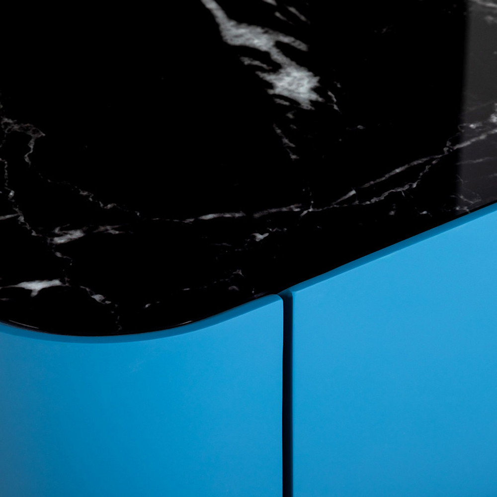 Тумба прикроватная чёрно-голубая с  ящиком Blue Cabinet