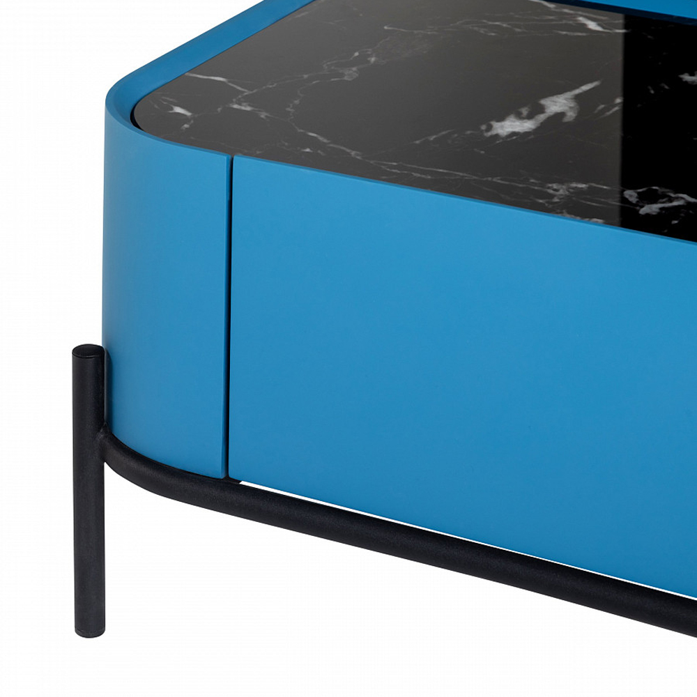 Тумба прикроватная чёрно-голубая с  ящиком Blue Cabinet