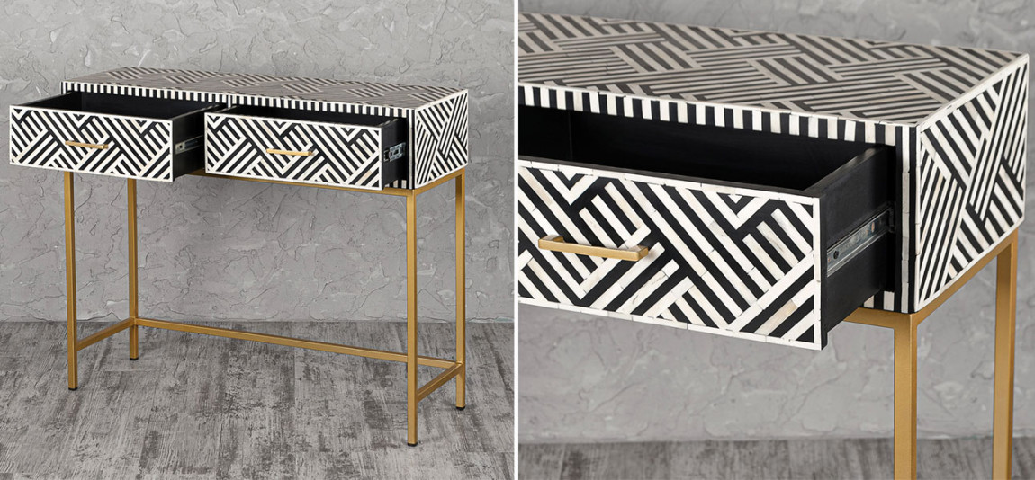 Тумба прямоугольная с инкрустацией Chester