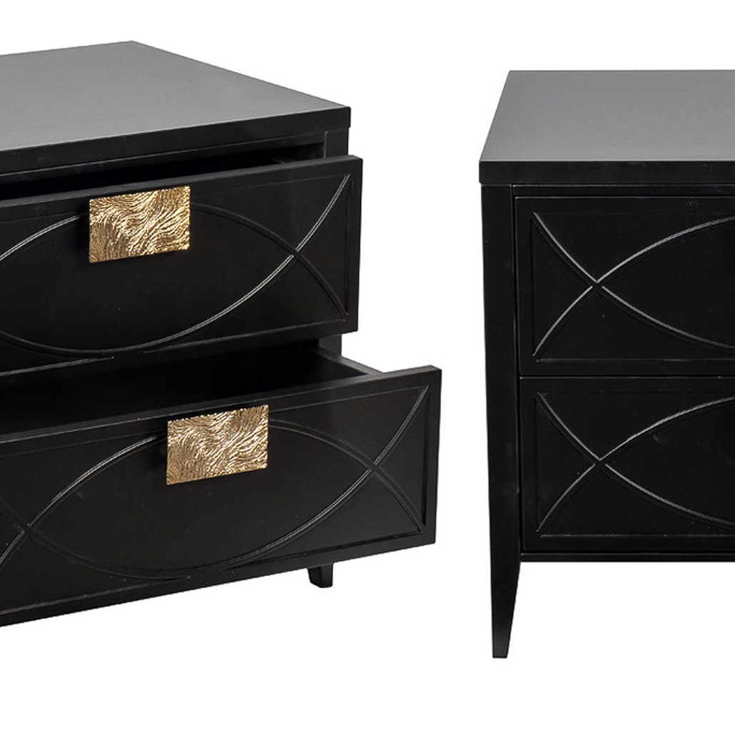 Тумба с 2-мя ящиками Amelie Black Nightstand Черная