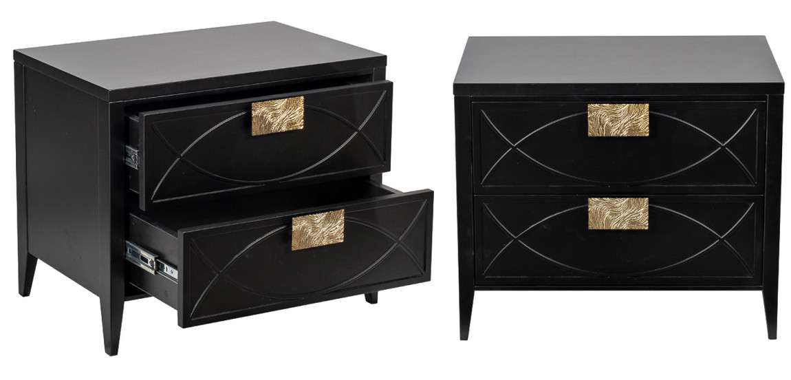 Тумба с 2-мя ящиками Amelie Black Nightstand Черная