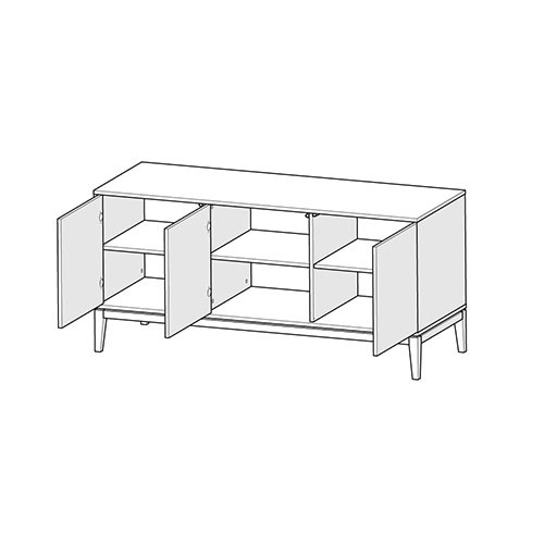 Тумба с 3-мя дверцами из массива бука Fjord 55 см