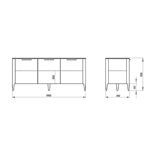 Тумба с 3-мя дверцами из массива дуба Type oak