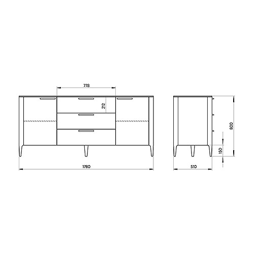 Тумба с 3-мя ящиками и 2-мя дверцами из массива дуба Type oak