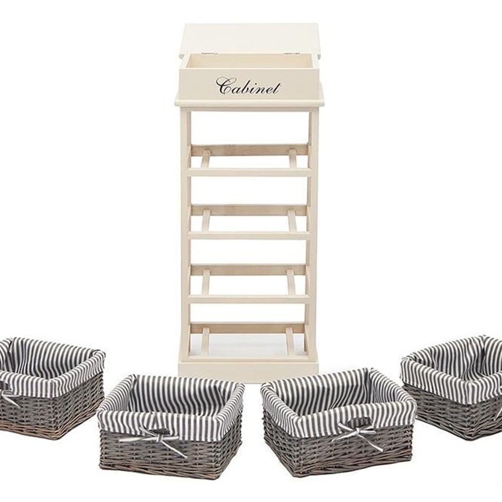 Тумба с 4 корзинами Provence Butter White 4 Boxes