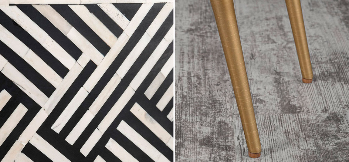 Тумба с инкрустацией черно-белая Amelia