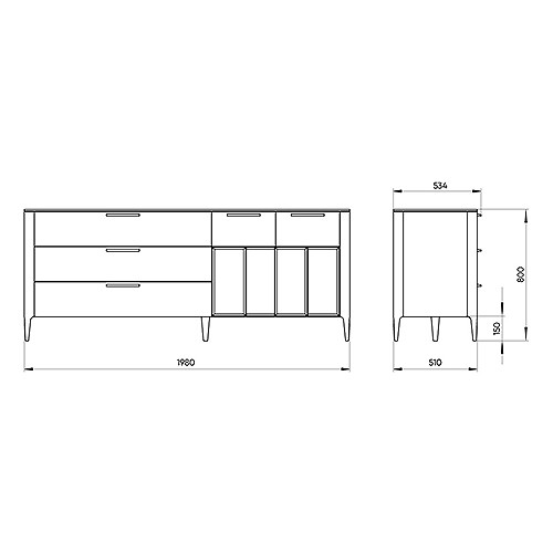 Тумба с полками и выдвижными ящиками из массива дуба Type oak