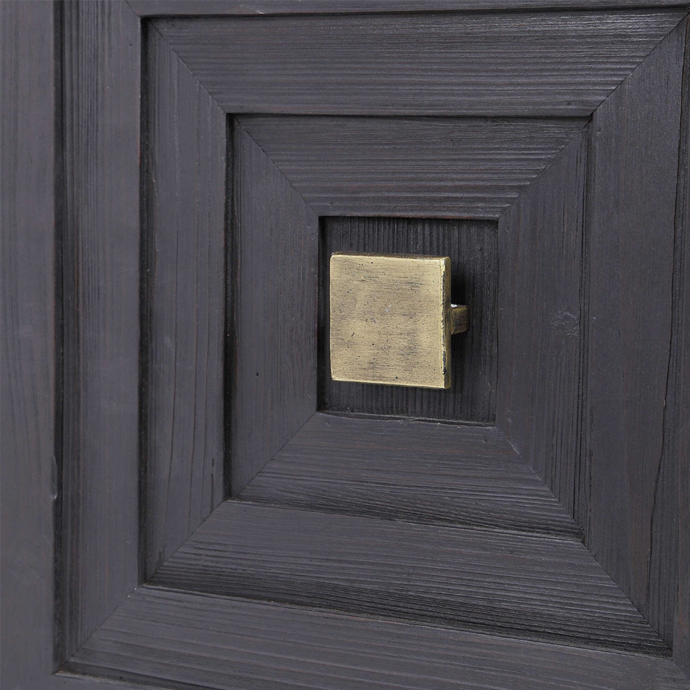 Тумба черная из дерева двухдверная Geometric Double Door Nightstand