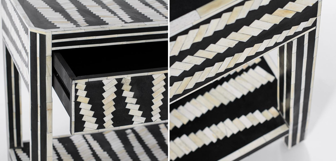 Тумбочка Black&white Indian Bone Inlay nightstand