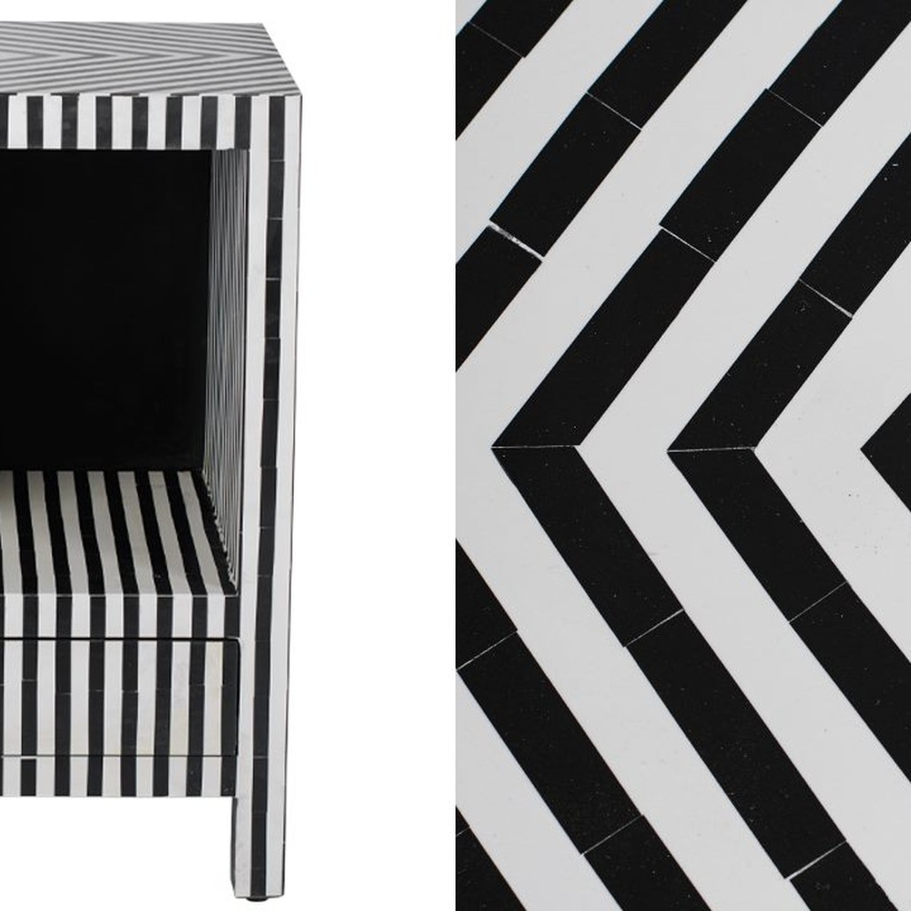 Тумбочка Black&white large storage Indian Bone Inlay nightstand