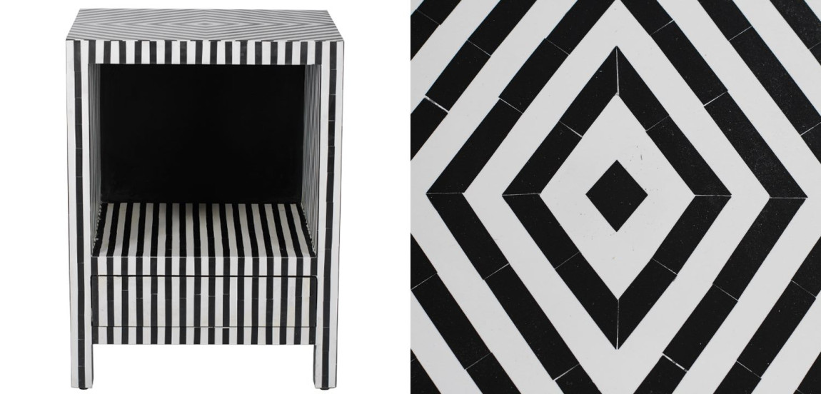Тумбочка Black&white large storage Indian Bone Inlay nightstand