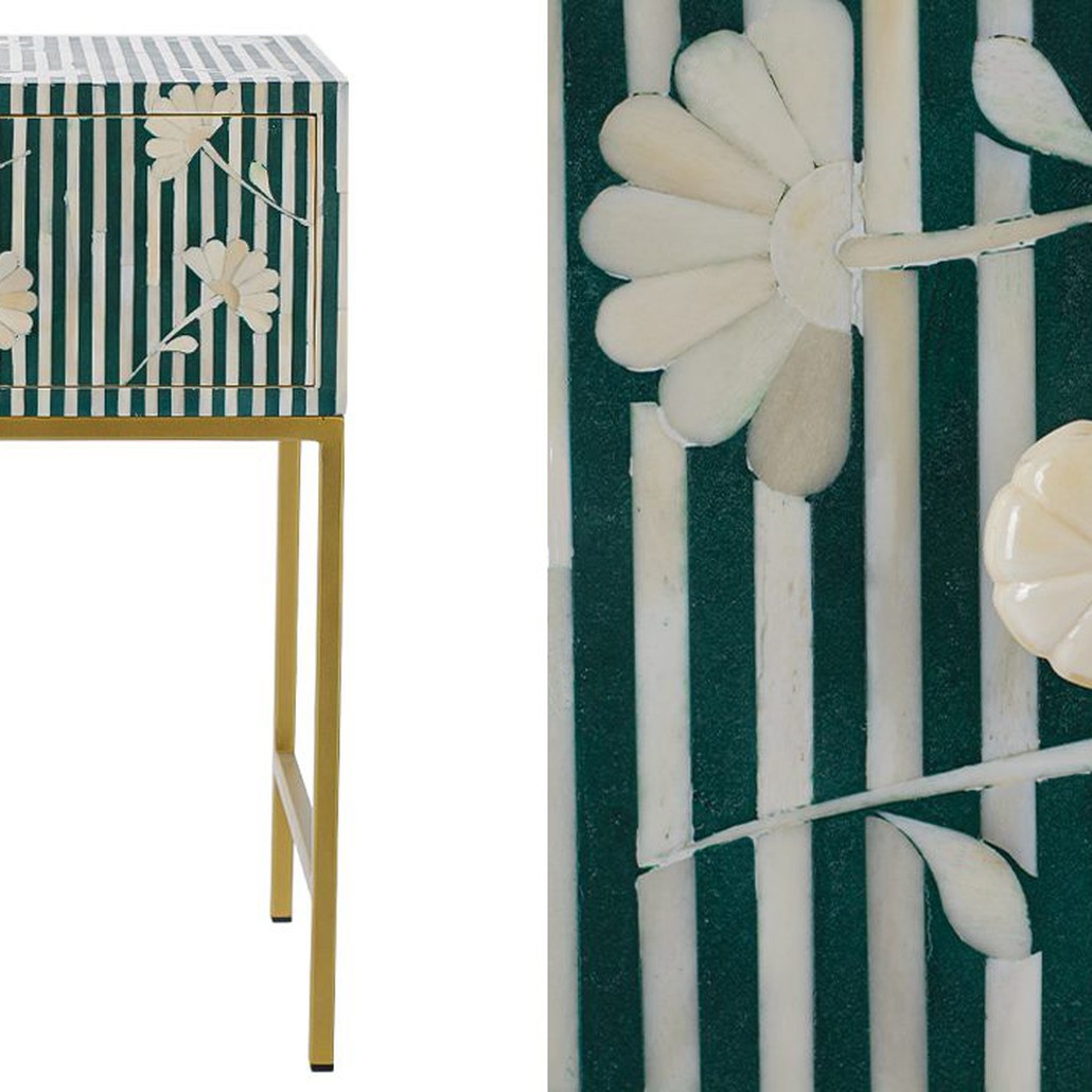 Тумбочка Green Flower Indian Bone Inlay nightstand