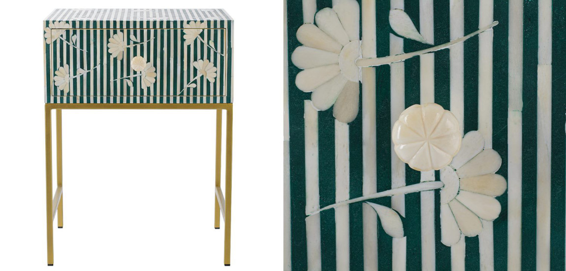 Тумбочка Green Flower Indian Bone Inlay nightstand
