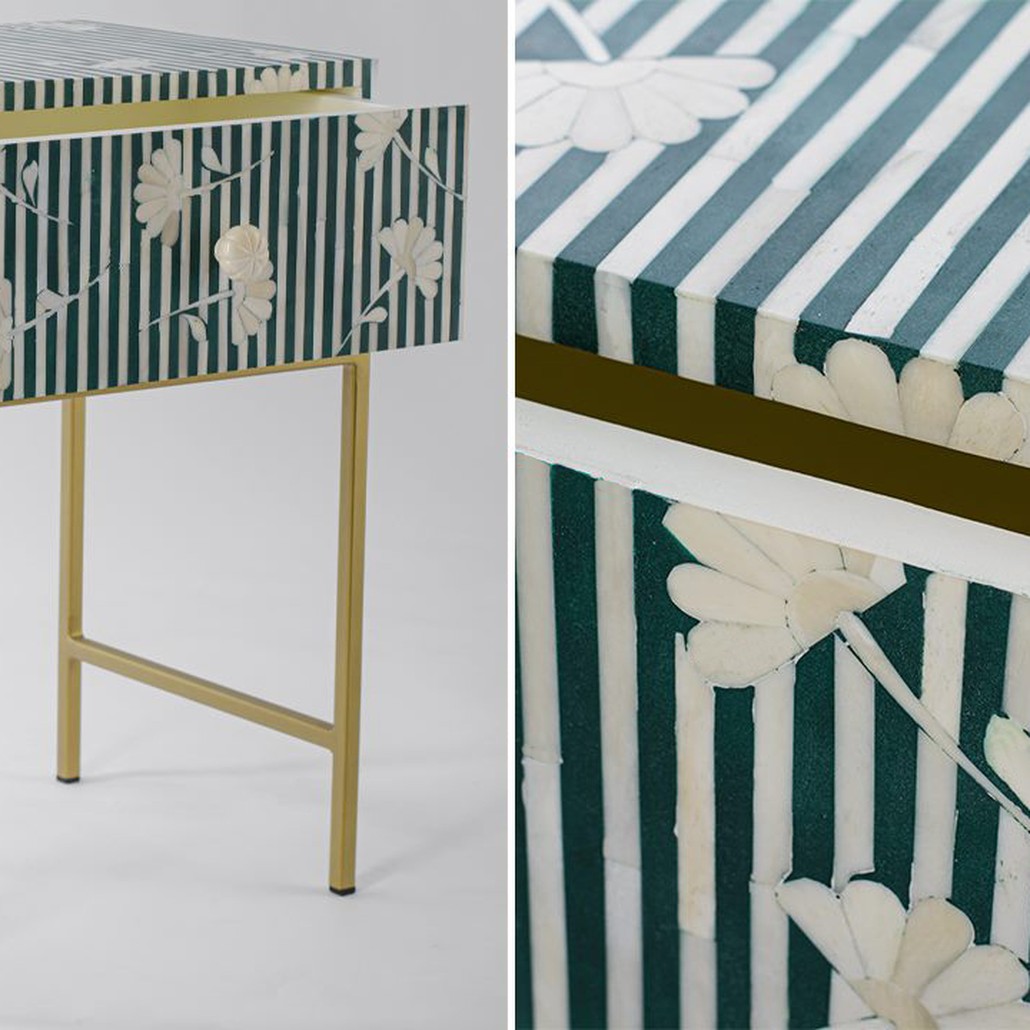 Тумбочка Green Flower Indian Bone Inlay nightstand