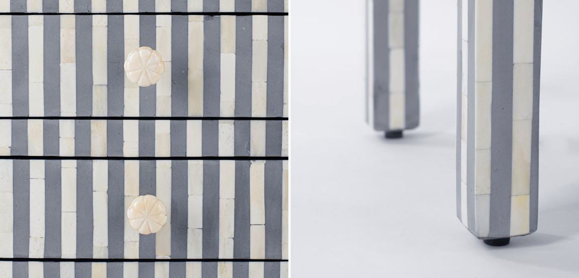 Тумбочка Indian striped Bone Inlay nightstand