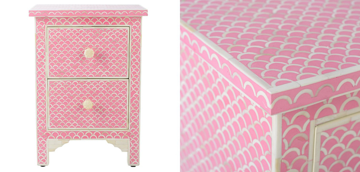 Тумбочка Pink Indian Bone Inlay nightstand