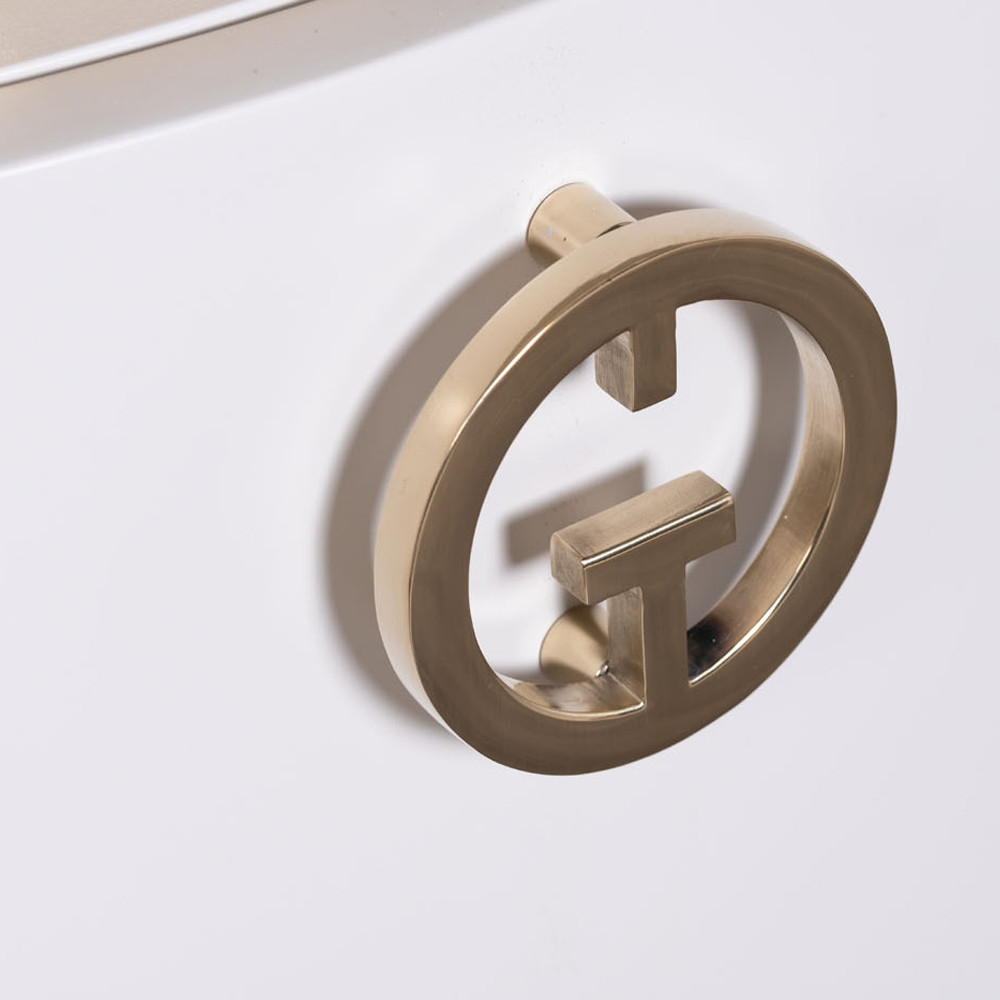 Тумбочка белая овальная с мраморной столешницей Thoroughbass