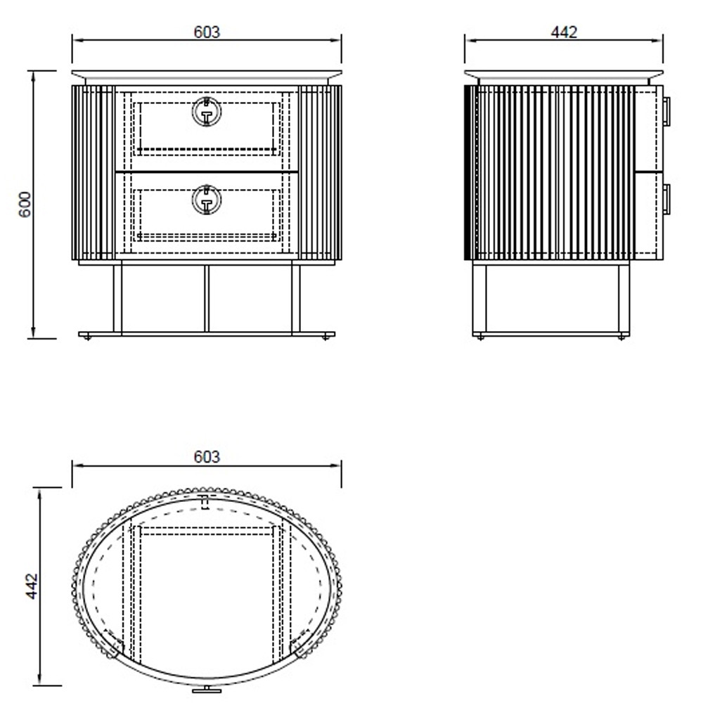 Тумбочка белая овальная с мраморной столешницей Thoroughbass